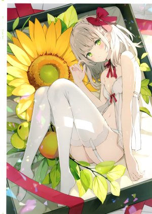 原创,ストロラ,露肩,脸红,三股辫,胸部,项圈,连衣裙,lingerie,视线正对,横臥,露脐,胖次,缎带,银发,貧乳,single,黑丝,下着,白丝,黄色眼