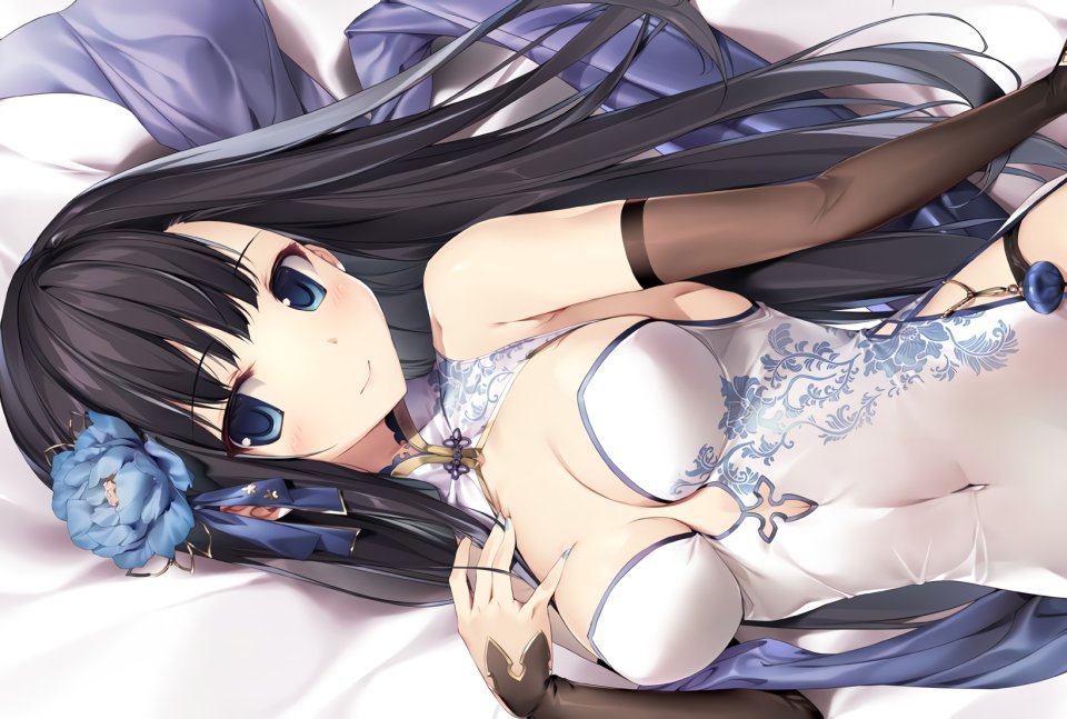 Karory 原创 黑发 碧眼 汉服 长发 Waifu2x