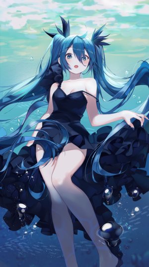 初音ミク,深海少女,VOCALOID,连衣裙,No-Bra,掀裙