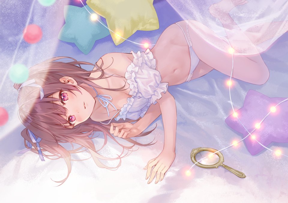 原创 Fukahire 前发 裸足 露肩 脸红 Bra 茶发