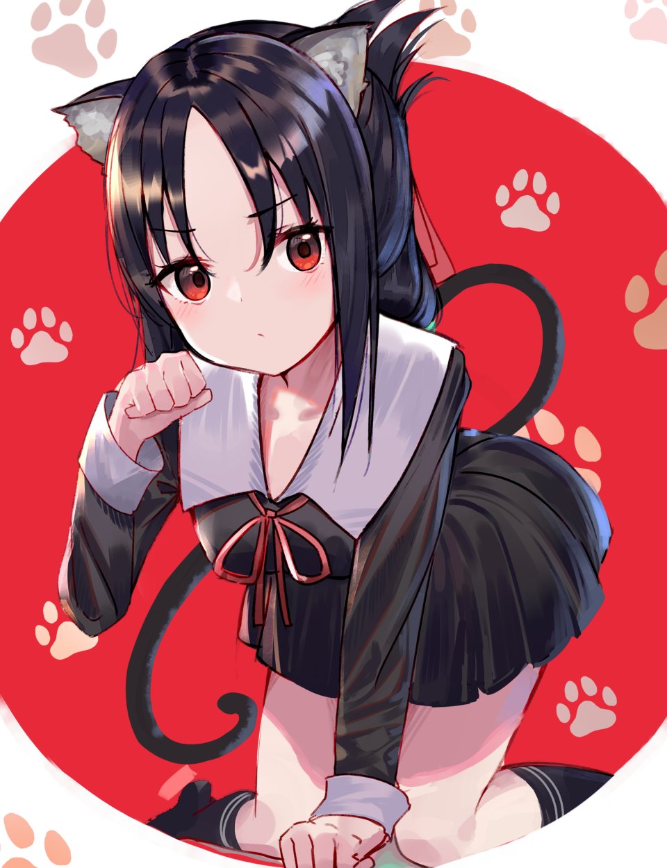 四宫辉夜 兽耳 猫耳 制服