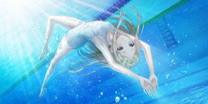 森崎アレシア_優,岸田メル,金发,breasts,泡泡,全身,游戏CG,绿色眼,长发,死库水,single,泳装