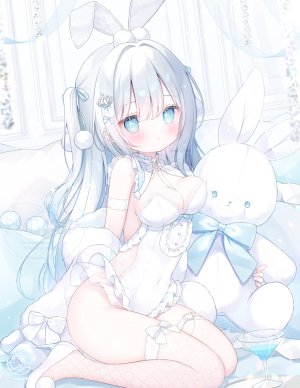 omochi_monaka,兽耳,兔耳,兔女郎,garter,No-Bra,看穿,丝袜