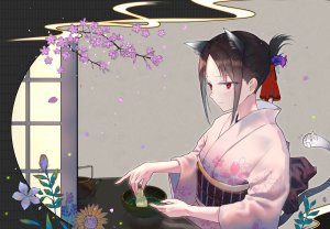 kayakooooo,四宫辉夜,兽耳,和服,猫耳