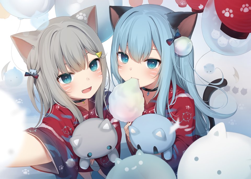 甘城なつき Nacho_Neko 猫羽雫 原创 兽耳 脸红 猫娘 项圈