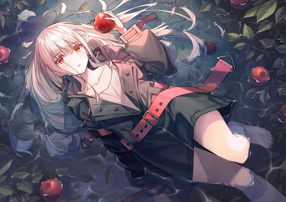 原创 Koh_Rd りんご Holding Leaf 长发 视线正对 横臥