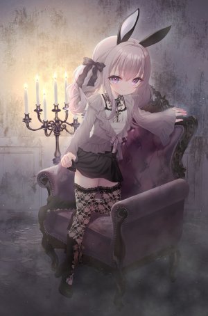 原创,千歳坂すず,兽耳,茶发,全身,长发,视线正对,紫色眼,短裙,笑顔,single,丝袜,双马尾