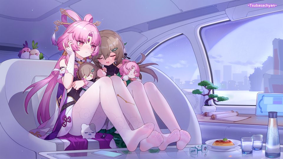 符玄 青雀 崩坏：星穹铁道 翼つばさ 脸红 茶发 汉服 长发