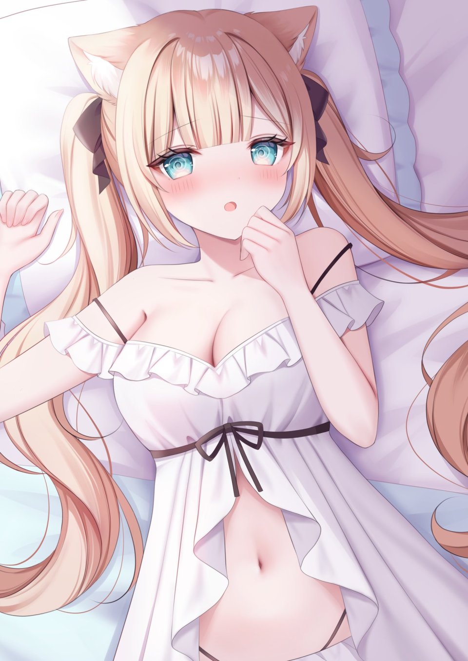 原创 Komari_Mhy 兽耳 露肩 金发 碧眼 脸红 Breasts