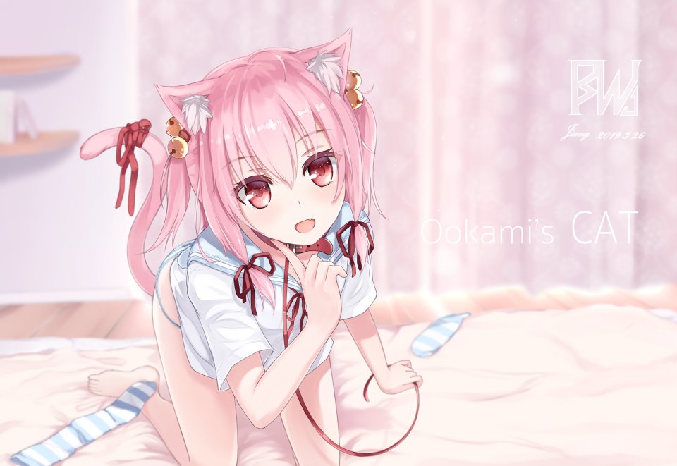 血狼姫様 原创 兽耳 裸足 铃 猫娘 胖次 粉发