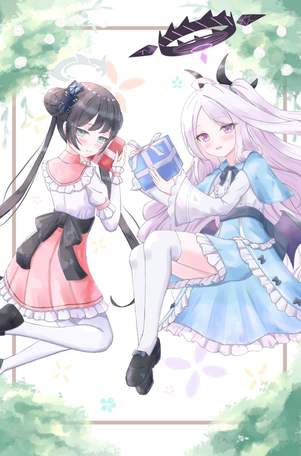 茜詩ちとせ 日奈 竜華キサキ 蔚蓝档案 黑发 脸红 Breasts 恶魔娘