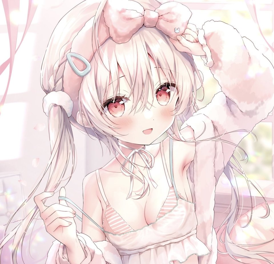 原创 飴玉コン 露肩 脸红 三股辫 Breasts 灰发 长发