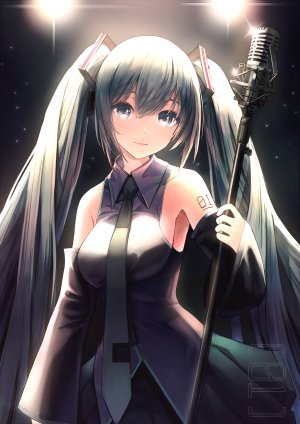 初音ミク,VOCALOID,クモ,露肩,脸红,发饰,长发,长袖,视线正对,笑顔,single,双马尾