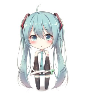 初音ミク,VOCALOID,been0328,露肩,黑丝,脸红,チビ,全身,发饰,长发,视线正对,衬衫,短裙,single,tattoo,双马尾,白背景,絶対領域