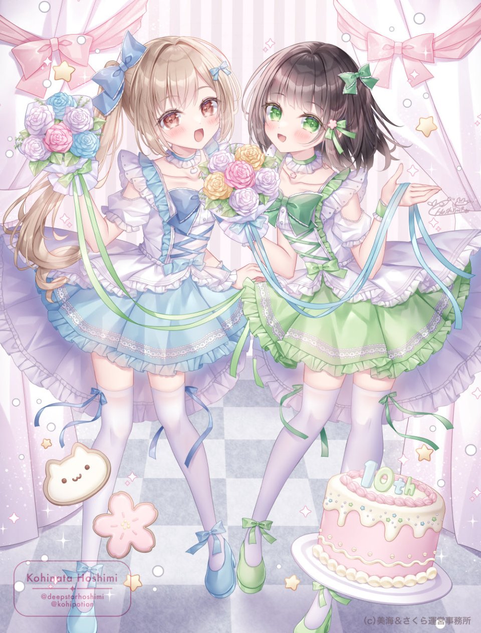 原创 小日向ほしみ 黑发 金发 脸红 花束 Breasts 棕色眼