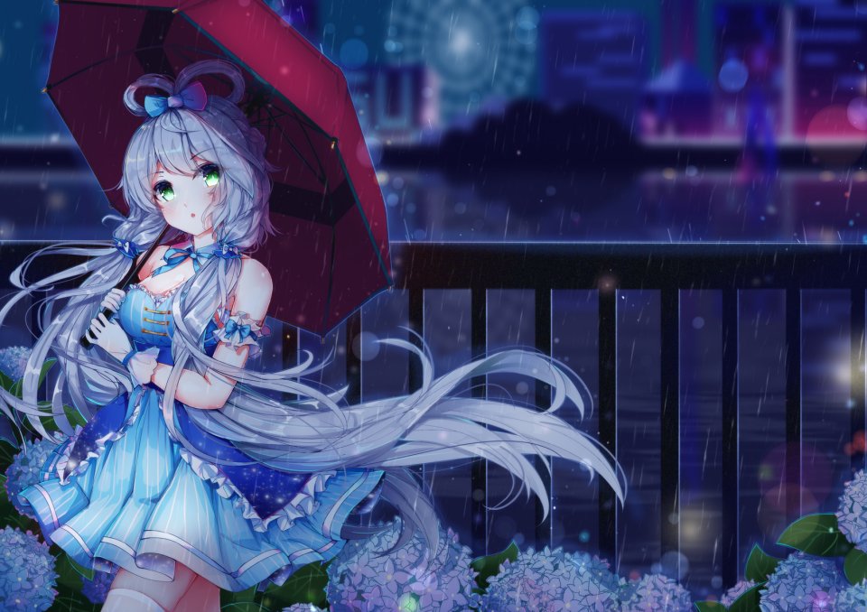 绯桜 洛天依 VOCALOID Rain 雨伞