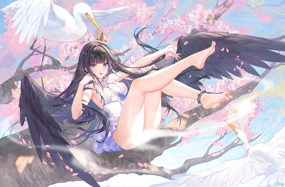 ATDAN 原创 动物 黑发 碧眼 樱花 项圈 皇冠