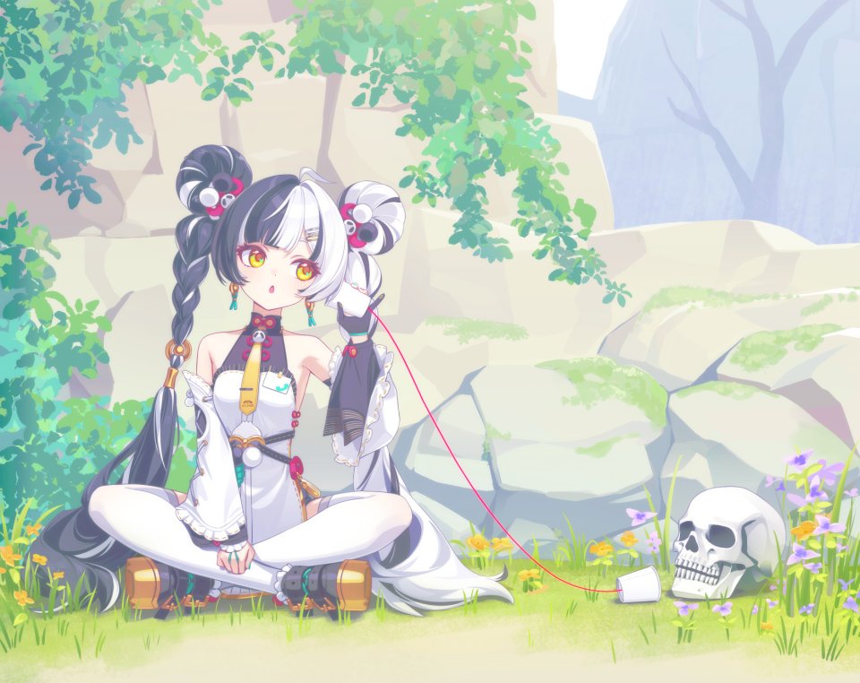 琉音 绝区零 Deadnooodles 露肩 黑发 三股辫 汉服 连衣裙