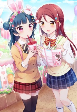 hazuki,桜内梨子,津岛善子,LoveLive!Sunshine!!,兽耳,兔耳,制服,黑丝