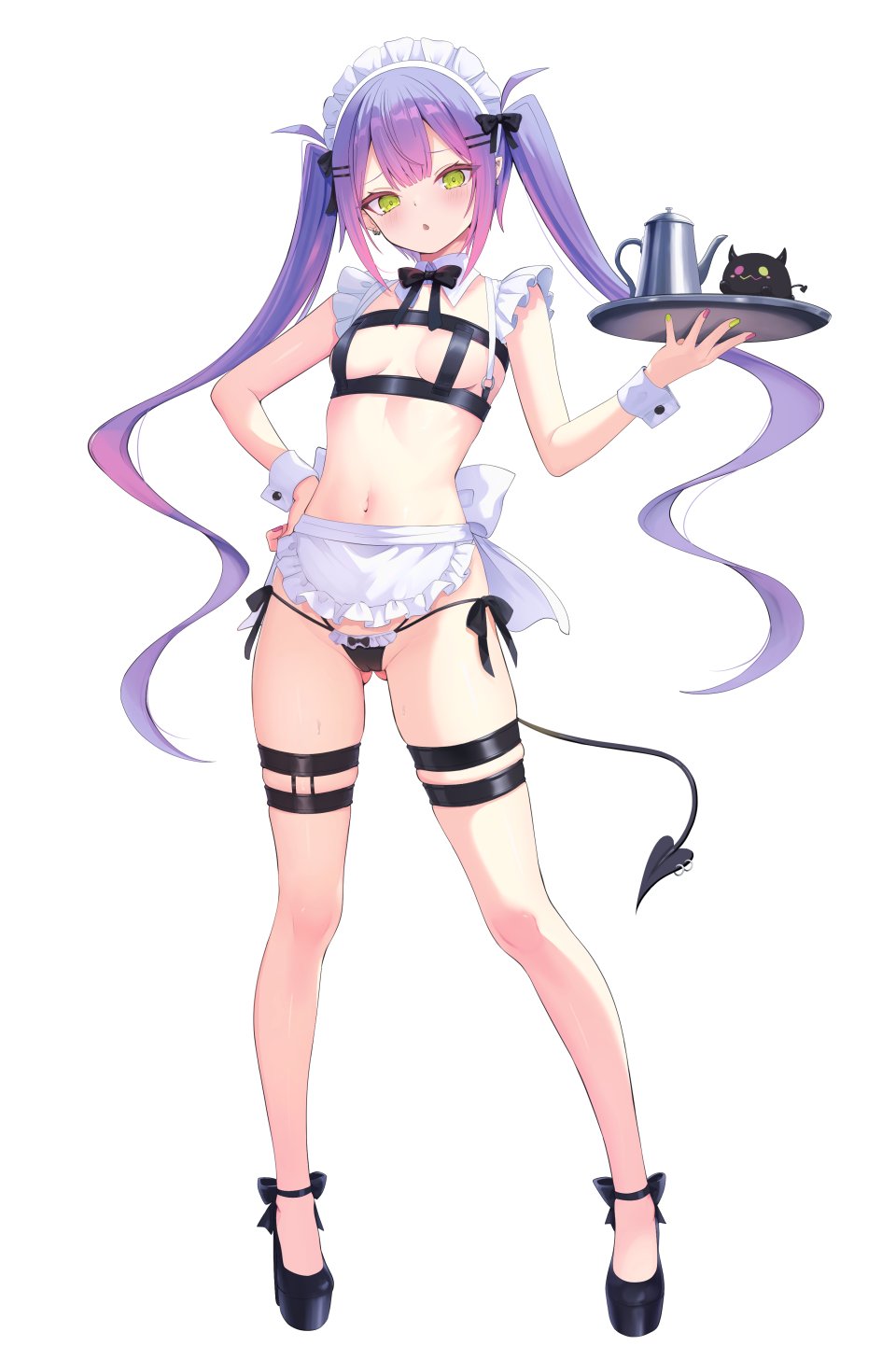 常暗トワ Hololive 猫乃介 围裙 水着 领结 Breasts 恶魔娘