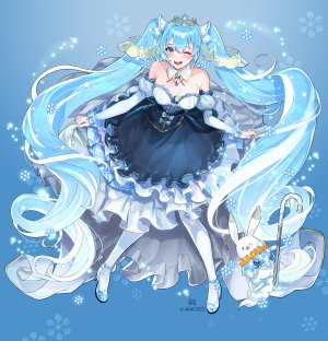 alraco,初音ミク,雪ミク,VOCALOID,cleavage,连衣裙