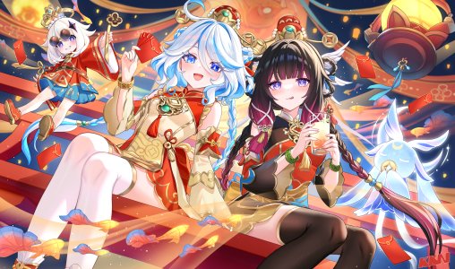 雲小猫,原神,哥伦比娅（原神）,芙宁娜,pixiv新春創作祭2026,春节,pixivSpringFestival2026,psf2026,派蒙（原神）