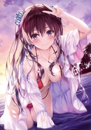 深崎暮人,yuzuki_kanna,COMIC阿吽,水着,breasts,nipples,开衫,看穿,泳装,湿身
