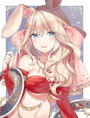 最终幻想,ファイナルファンタジーXIV,SquareEnix,viera,Ayuanlv,长发,single,長身像,脸红,视线正对,開いた口,碧眼,胸部,前发,金发,笑顔,露肩,巨乳