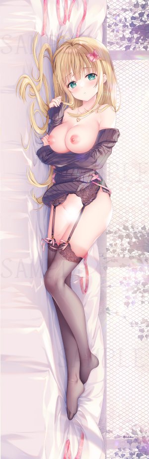 lyin,Sousouman,稲垣美波,原创,TwinBoxSchool,黑丝,金发,breasts,censored,圣诞节,全身,绿色眼,长发,视线正对,横臥,nipples,缎带,短裙,single,丝袜