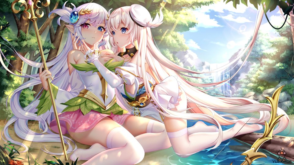 月小鹅 原创 碧眼 Breast_Hold 长发 百合 短裙 天空