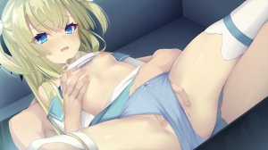 羽純りお,Yuzusoft,天使☆纷扰,白雪乃愛,游戏CG,金发,胖次,张腿,breasts,holding,脸红