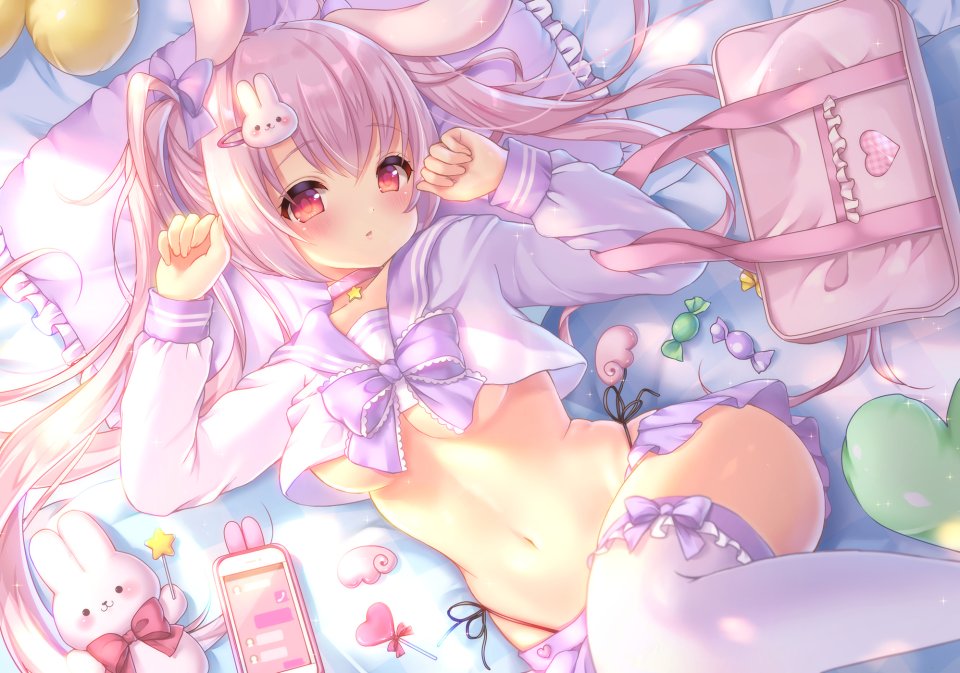 ゆゆこ 原创 兽耳 脸红 胸部 兔子 兔耳 兔女郎