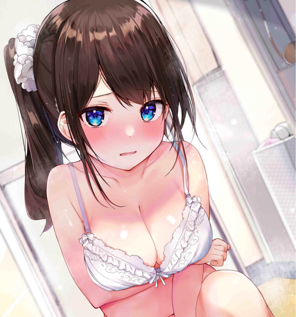 原创 Rouka 露肩 碧眼 Bra Breast_Hold 胸部 茶发