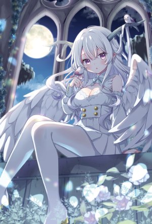 胡麻乃りお,绘守未来Project,高跟鞋,horns,No-Bra,裤袜,尖耳,掀裙,翅膀