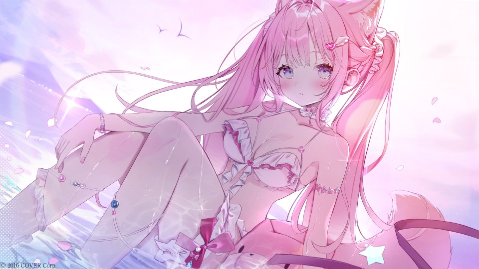Eumi으미 博衣こより Hololive 兽耳 水着 Garter 泳装