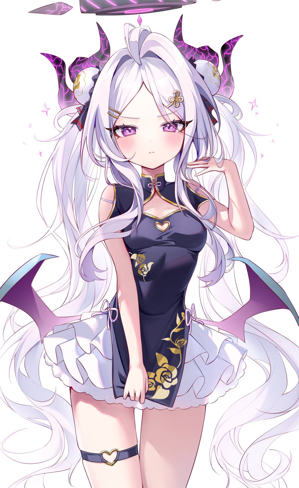 Nyaruin 空崎日奈 蔚蓝档案 汉服 恶魔 Garter 光晕 翅膀