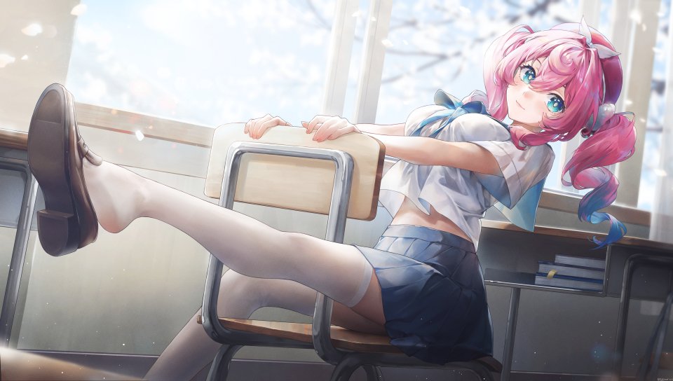 Swkl:d 崩坏：星穹铁道 领结 Breasts 长发 视线正对 粉发 学校制服