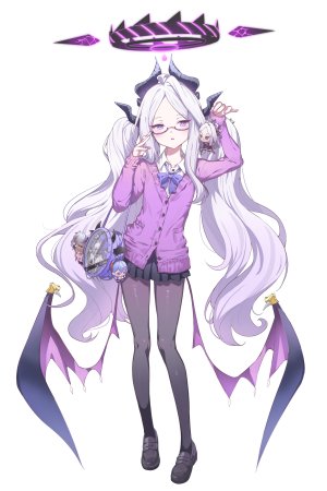 youguo_naberu,天雨亚子,火宫千夏,银镜伊织,空崎日奈,蔚蓝档案,チビ,恶魔,光晕,horns,眼镜,裤袜,制服,针织衫,翅膀