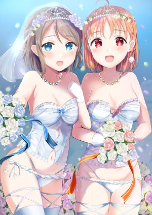 morerin,高海千歌,渡辺曜,LoveLive!Sunshine!!,cleavage,lingerie,胖次,黑丝