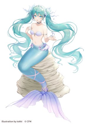 tokki,初音ミク,VOCALOID,cleavage,美人鱼