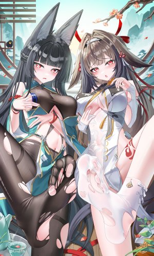 星见雅,ye_shunguang,绝区零,jndfh,兽耳,黑发,breasts,茶发,汉服,狐娘,发饰,长发,视线正对,露脐,開口,裤袜,花瓣,红色眼,爆衣,超长发