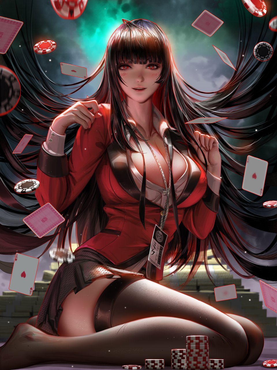 梁星 蛇喰夢子 Kakegurui 制服 掀裙 丝袜