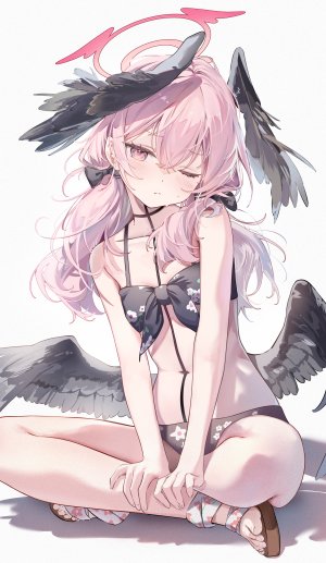 下江小春,蔚蓝档案,水着,光晕,泳装,翅膀