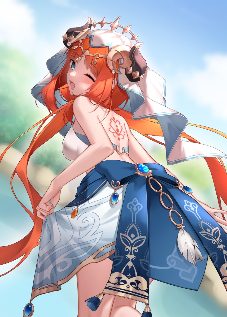 原神 妮露 Shrimp_Cake Single 長身像 视线正对 前发 脸红