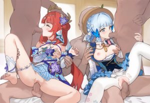 エフェクト,原神,妮露,神里绫华,红发,后入,中出,脱衣,张腿,breasts,uncensored