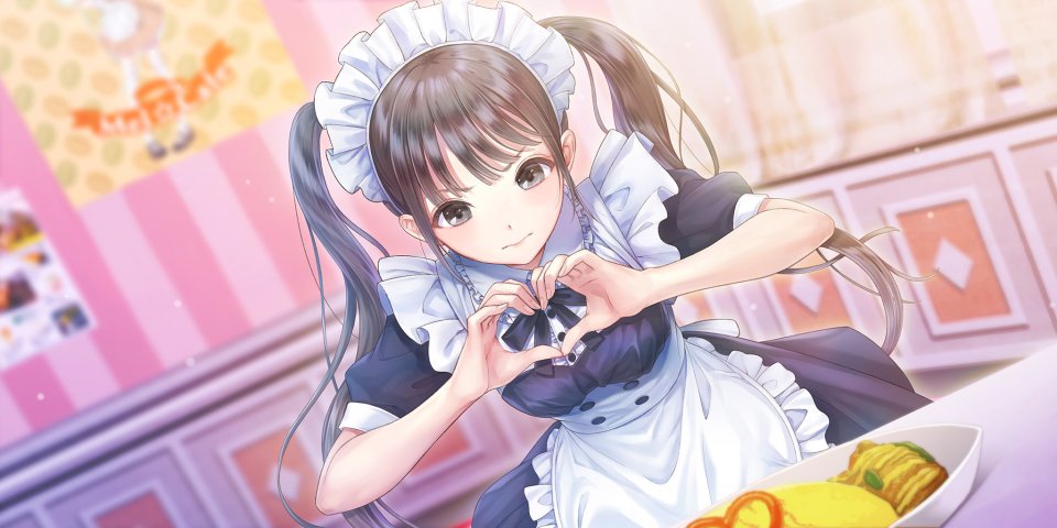 安住菜菜花 岸田メル 围裙 Breasts 茶发 连衣裙 游戏CG 长发