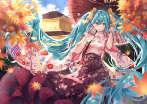 VOCALOID,初音ミク,nu10040904,single,脸红,前发,双马尾,少女,短裙,手套