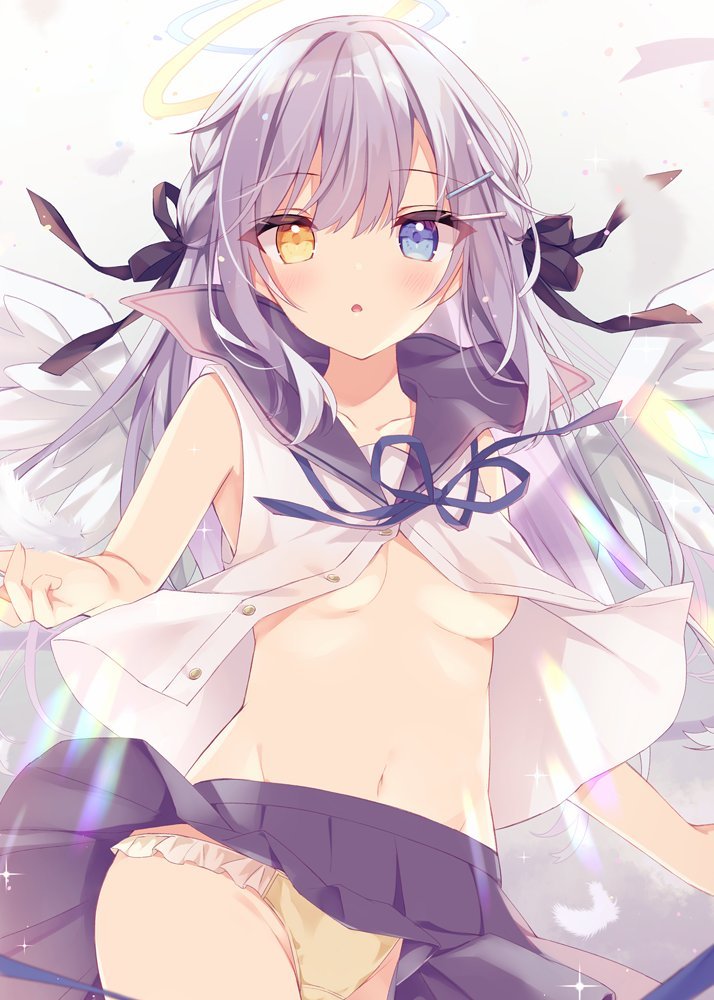 原创 Hoshi 天使 露肩 碧眼 脸红 三股辫 胸部