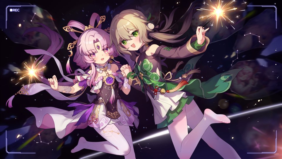符玄 青雀 崩坏：星穹铁道 翼つばさ 茶发 汉服 连衣裙 绿色眼
