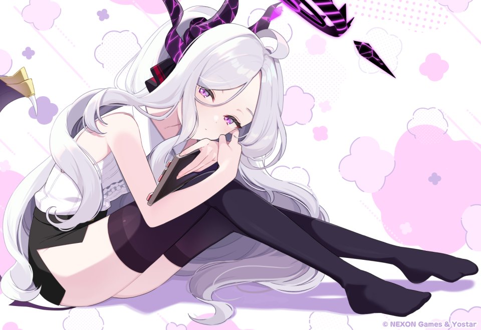 しぐれうい 日奈 蔚蓝档案 呆毛 露肩 黑丝 恶魔娘 光晕